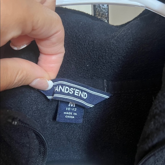 Land’s End Black and White fleece quarter zip - Picture 2 of 7